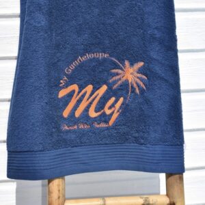 MY Guadeloupe orange - Serviette bleu foncé