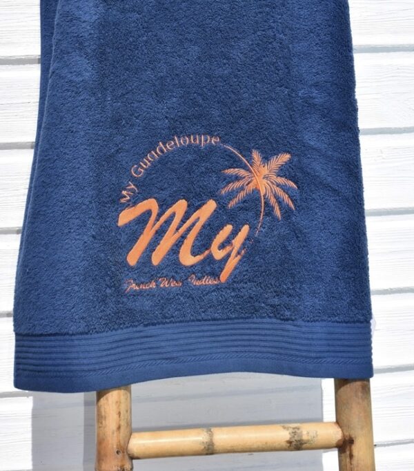 MY Guadeloupe orange - Serviette bleu foncé